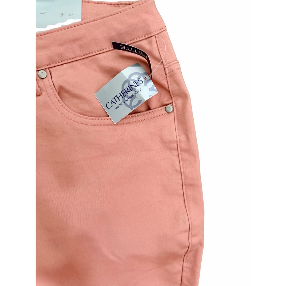 Catherines Petite Pink Sateen Stretch Capri Pants Plus 26WP NWT High Rise - Picture 5 of 5